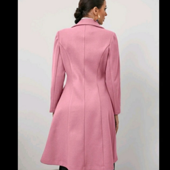 Double Breasted Fake Pocket Lapel Neck Overcoat - Picture 2 of 7